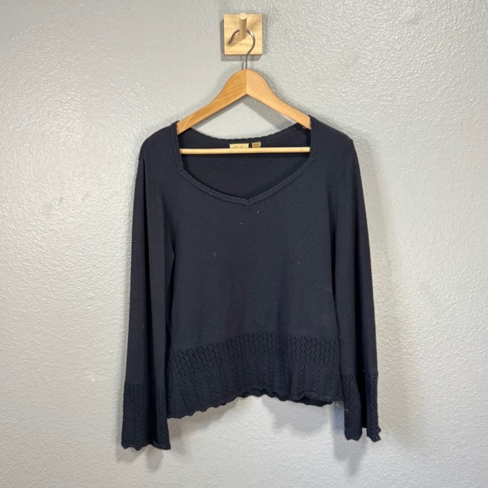 Caslon Black Knit Sweater Top Petite Large Women’s LP